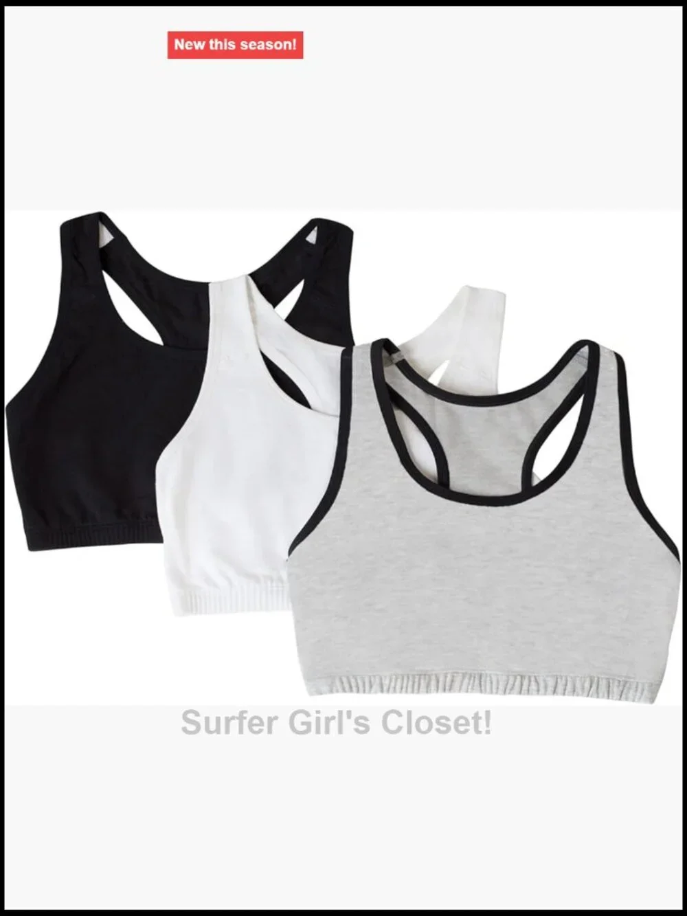 Built Up Tank Style Sports Bra 3-Pack Wire Free Cotton Blend Pullover